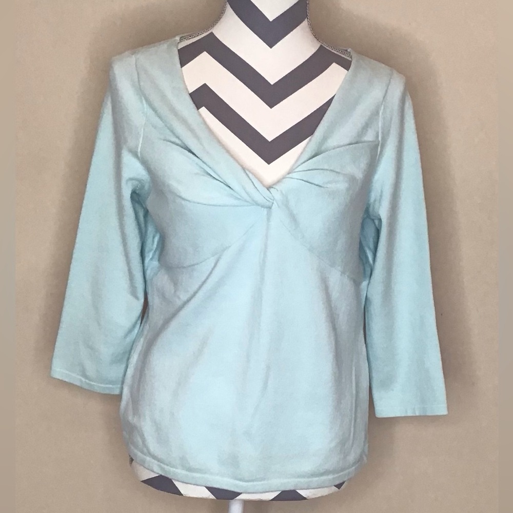 Ann Taylor V-Neck Blue Fitted Sweater